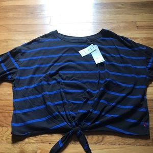 Levi’s Black And Blue Striped Tie Front Tee